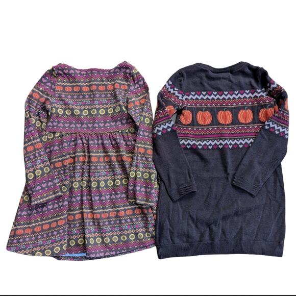 The Children's Place 4T Fall Pumpkin Heart Floral Brown Long Sleeve Dresses - Picture 2 of 6